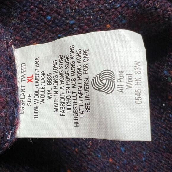Woolrich Sweater Mens XL 100 % Wood Eggplant Tweed Hand Framed Hong Kong Vintage - Picture 7 of 9